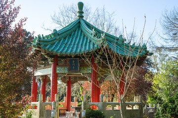 Chinese design stone next to Chinese Pavillion