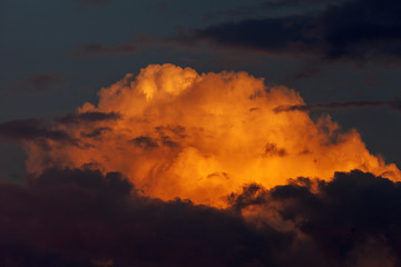 Background of the blood red evening sky and clouds
