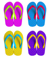 Colorful sandals isolated on white background.