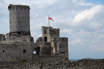 A unique historic castle in Poland, Ogrodzieniec Castle Poland, polish flag