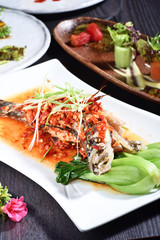 Steamed fish with chilli pepper, Chinese food
