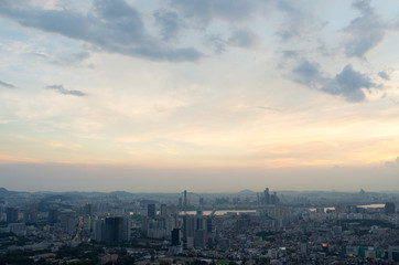 Seoul after rain at sunset