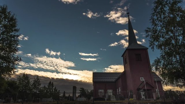 Timelapse of a church in the early morning light. Shot in Norway Hedmark