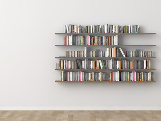 interior bookshelf room library. 3d rendering - obrazy, fototapety, plakaty