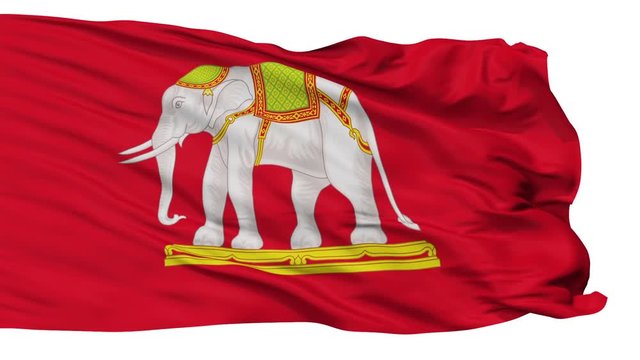 State Thailand 1916 Flag, Isolated View Realistic Animation Seamless Loop - 10 Seconds Long