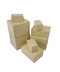 Boxes in different sizes stacked boxes isolated on white background