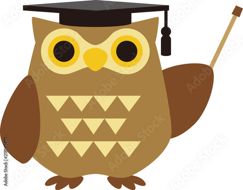 指し棒を持った角帽を被ったフクロウのイラスト Stock Image And 指し棒を持った角帽を被ったフクロウのイラスト Stock Image And