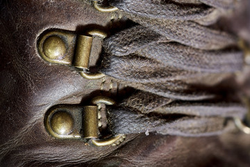 shoelaces on shoes, lacing of tourist boots