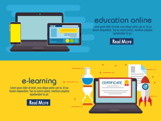 education on line set icons vector illustration design