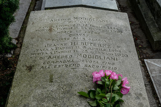 Cimetiere du Pere Lachaise typical french cemetery, Photo image a Beautiful panoramic view of Paris Metropolitan City