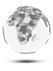 Burundi on political globe isolated