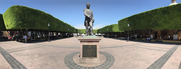 Queretaro City, Queretaro. Mexico. 2017. Statue of the Mexican Liberator Vicente Guerrero in a park.
