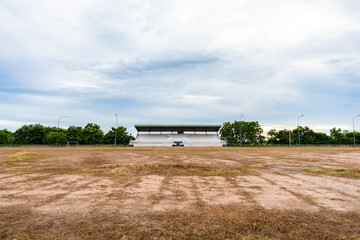 Fototapeta premium Old cement Grandstand Stadium in the countryside