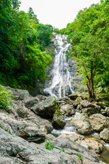 tropical nature in sarika waterfall at nakhon nayok, Thailand