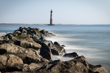 Fototapeta na wymiar Long exposure of Morris Island Lighthouse
