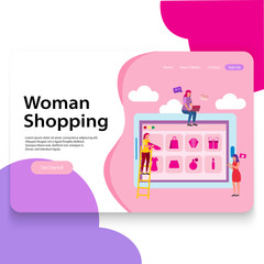 Landing Page Woman Shop Illustration UI Template