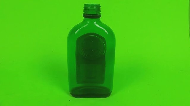 GREEN SCREEN alcohol liqueur mickey glass bottle.