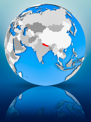 Nepal on political globe
