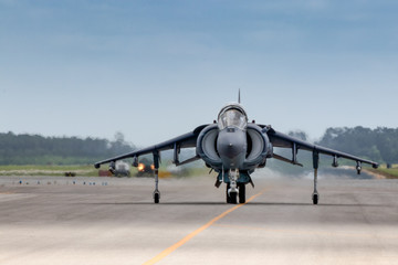 Fototapeta na wymiar Jet fighter on runway