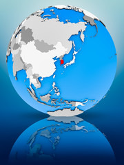 Obraz premium South Korea on political globe