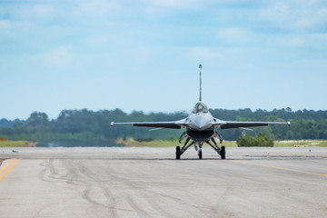 Fototapeta na wymiar Jet fighter on the runway