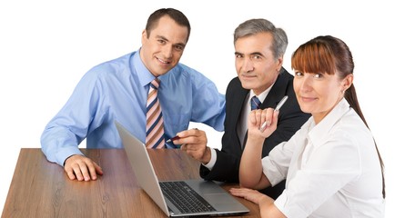 Fototapeta premium Portrait of Business People Working with Laptop