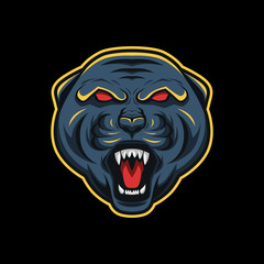 Scream roar black panther mascot esport logo vector illustration
