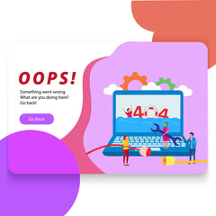 404 Web Not Found, Something Went Wrong Illustration Landing Page
