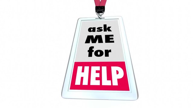 Ask Me for Help Customer Service Support Staff Badge 3d Animation