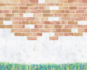 草とレンガのイラスト