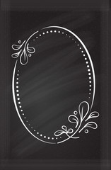 Vector floral vintage frame on a chalkboard background.