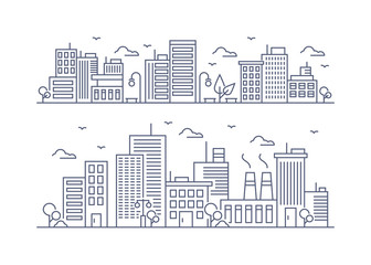 Vector Illustration : Thin line City landscape © talang