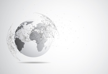 Global network connection. World map point and line composition concept of global business. Vector Illustration