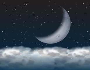 Fototapeta na wymiar crescent moon above the cloud