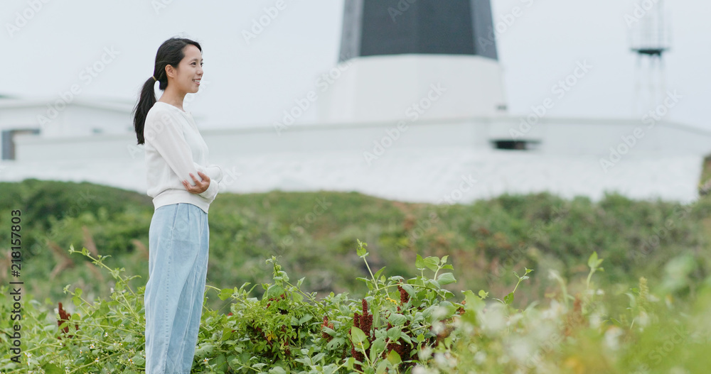 Sticker woman looking far away