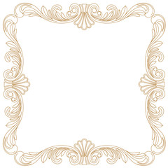 Golden vintage border frame engraving with retro ornament pattern in antique baroque style decorative design. Vector