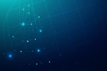 Global network connection with business concept and world map line, vector illustrator