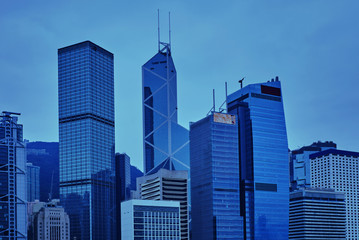 Obraz premium View on financial district in Hong Kong.