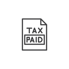Tax paid document outline icon. linear style sign for mobile concept and web design. financial marketing simple line vector icon. Symbol, logo illustration. Pixel perfect vector graphics