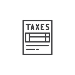 Taxes form outline icon. linear style sign for mobile concept and web design. Tax document simple line vector icon. Symbol, logo illustration. Pixel perfect vector graphics