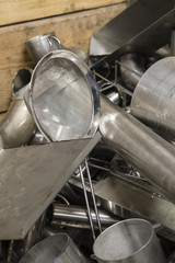 Fototapeta premium Exposed stainless steel screen in metal waste.