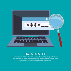 Data center poster with informaton and elements cartoons vector illustration graphic design