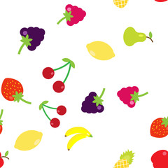 Multicolored fruits in the style of flat in a random
