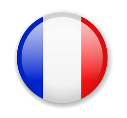 France flag. Round bright Icon on a white background