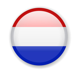 Netherlands flag. Round bright Icon on a white background
