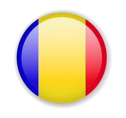 Romania flag. Round bright Icon on a white background