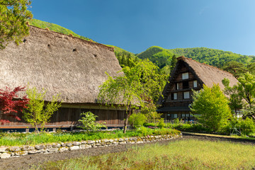 Gassho-zukuri houses in Gokayama Village. Gokayama has been insc