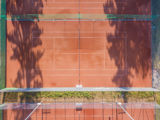 Aerial view of tennis court in Switzerland, Europe
