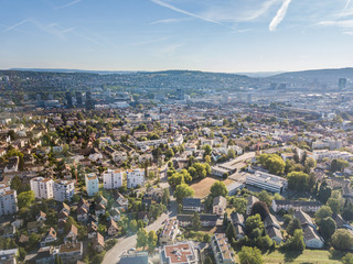 Aerial view of suburbs of Zurich in Switzerland