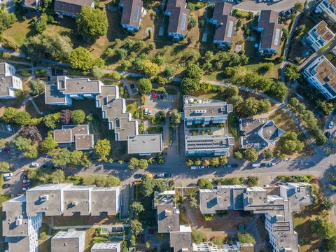 Aerial view of residential area in city of Zurich in Switzerland